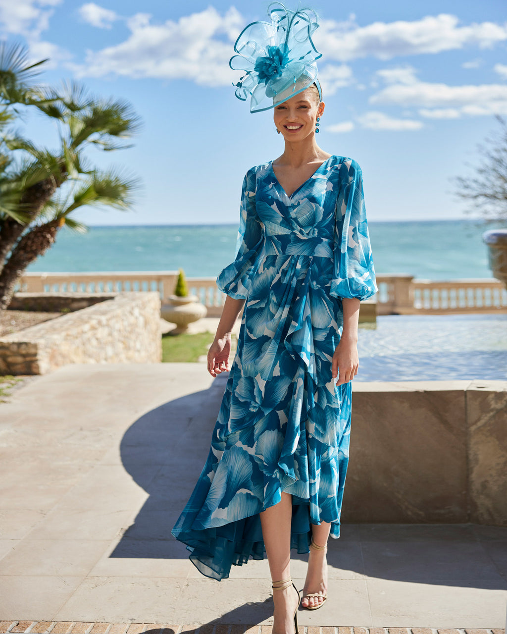 Vestido de fiesta corto Couture Club en gasa estampada - Ana Cañizares Alicante
